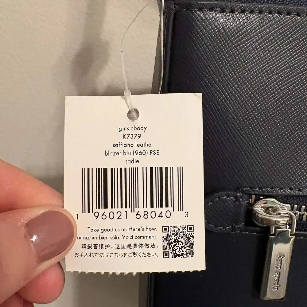 New Kate Spade Sadie Large Crossbody Navy Saffiano Leather Handbag